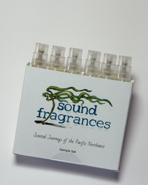Open Sound Fragrances sample perfume box showing multiple 2 ml vials