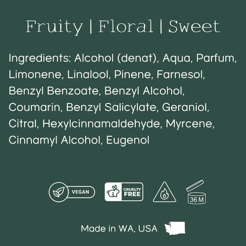 Perfume ingredients used by Sound Fragrances for Vesca, essential for allergen information.