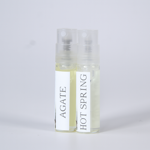 Set of two Sound Fragrances 2ml perfume samples on white background for scent exploration
