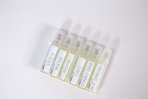 Sound Fragrances 2ml sample perfume bottles displayed on white background for discovery set