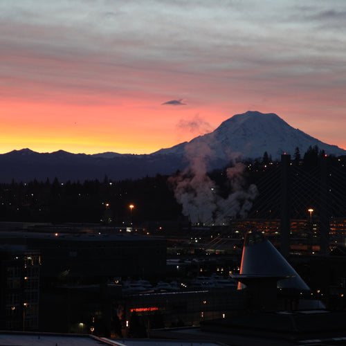 view of Tacoma and Mt Rainier